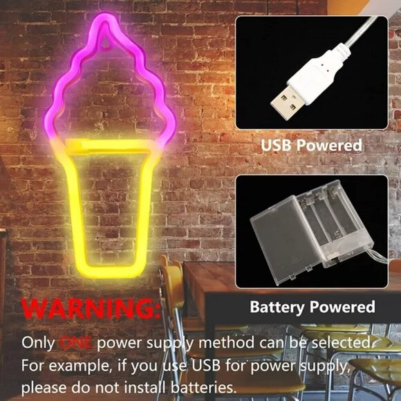 Ice cream LED Neon Sign Wall Decor USB Operated Nightlight - Picture 2 of 6